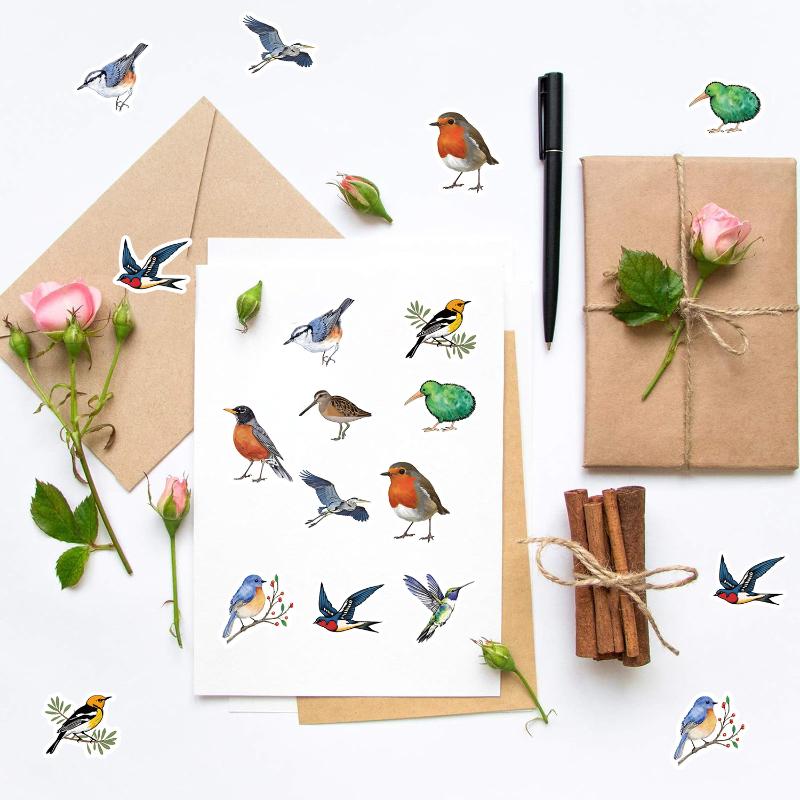 500Pcs/Roll Bird Roll Stickers Phone Scrapbook Envelope Gift Water Cup Guitar Skateboard Notebook Waterproof Decorative