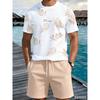 2026 Summer Men's Short-Sleeved Shorts Set with Pattern Printing Street Casual Fashion Comfortable and Soft