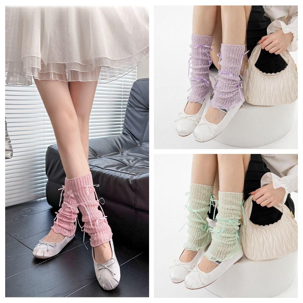 Bow Decor Sock Cuffs Cotton Slouch Socks Soft Fabric Leg Sleeves Girls