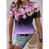 Summer New Flower 3D Printed Casual Round Neck Loose Women's Short Sleeved Top T-shirt