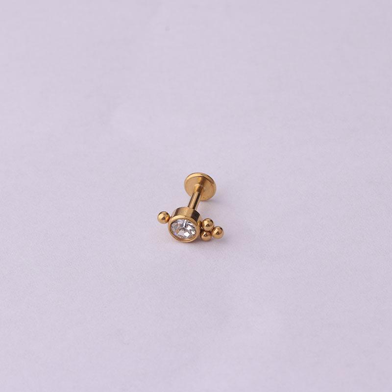 Stainless Steel Diamond-Inlaid Lip Stud Piercing Earring, 1.2*6/8mm.