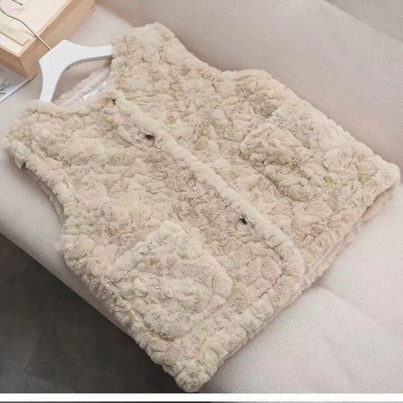 

Autumn and Winter New Style Women s Vest Outer Wear Furry Versatile Jacket Waistcoat Lambskin Vest Foreign Style Little Man XL