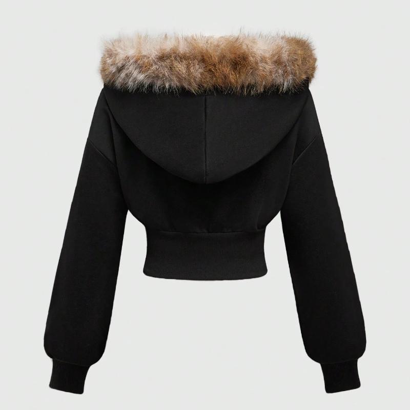 European and American retro patchwork cardigan, autumn and winter casual waist cinching, slimming short hoodie