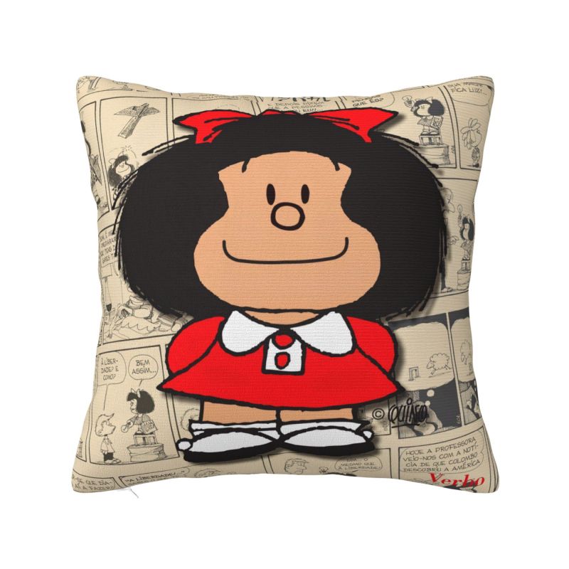 Quino Comic Cartoon Mafalda Throw Pillow Case Cm Home Decoration Cushion Cover Polyester Pillowcase Doublesided Printing