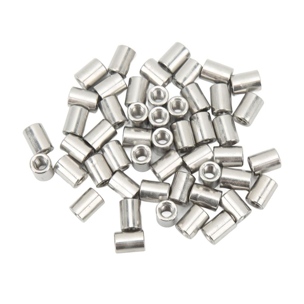 50Pcs Coupling Nut Round Rod Connector Female Thread 304 Stainless Steel M6x1.0 10 L13mm