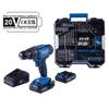 Cordless Drill Driver Set C-DTB74/2-X - 50Nm 13mm Chuck + 74 Accessories - 20V IXES + 2 Batteries 2Ah + Charger