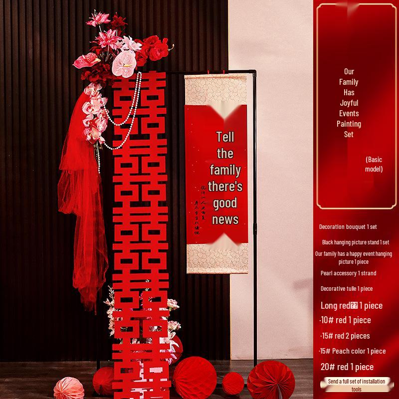 Balayı Süiti Düğün Dekorasyon Seti: Oturma Odası Fotoğraf Sergisi için Çift Mutluluk Parşömeni ve Süs