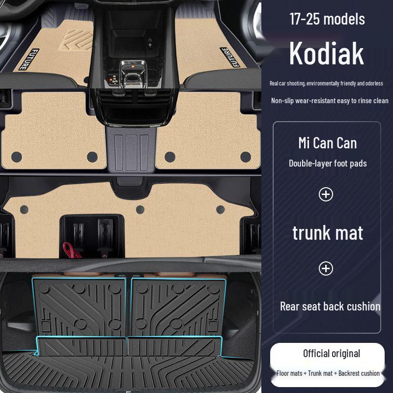TPE Floor Mats for Skoda Kodiaq - 7-Seater, Surround Design, All-Weather Protection.