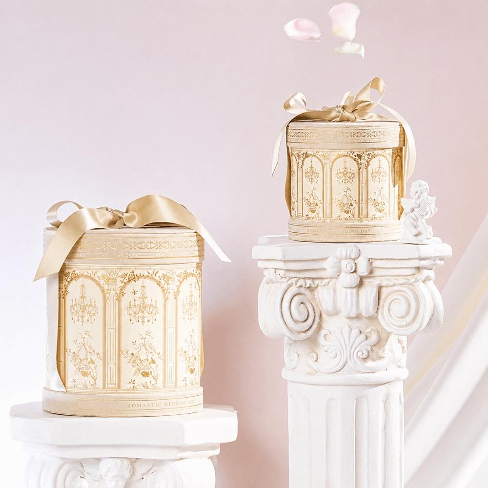 Luxury Paper Round Gift Box with Ribbon Decorative Box Packaging Box Wedding Favor Box Wedding