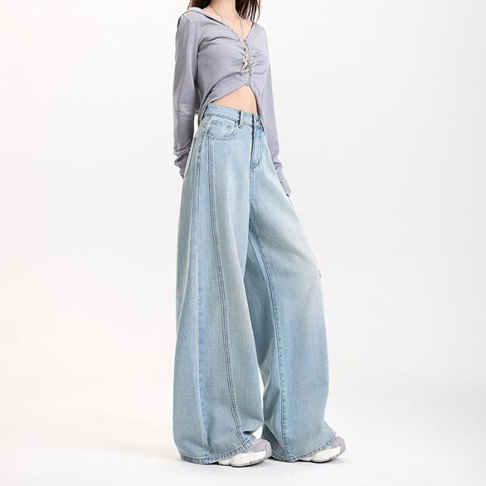 Cotton Loose Wide-leg Pants for Women's Spring and Thin Wide-leg Jeans for Women's Spring and Summer Breathable and Cool Spring and Summer Models