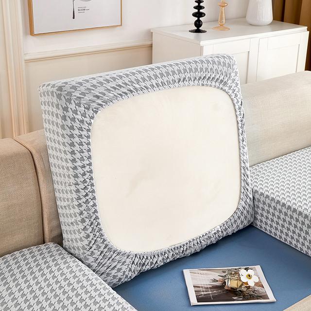 Einfarbige Plüsch-Touch Stretch Sofa Sitzkissenbezüge Halbbezüge für Wohnzimmer Abnehmbare Stuhlbezüge Möbelschutz cushion cover-S