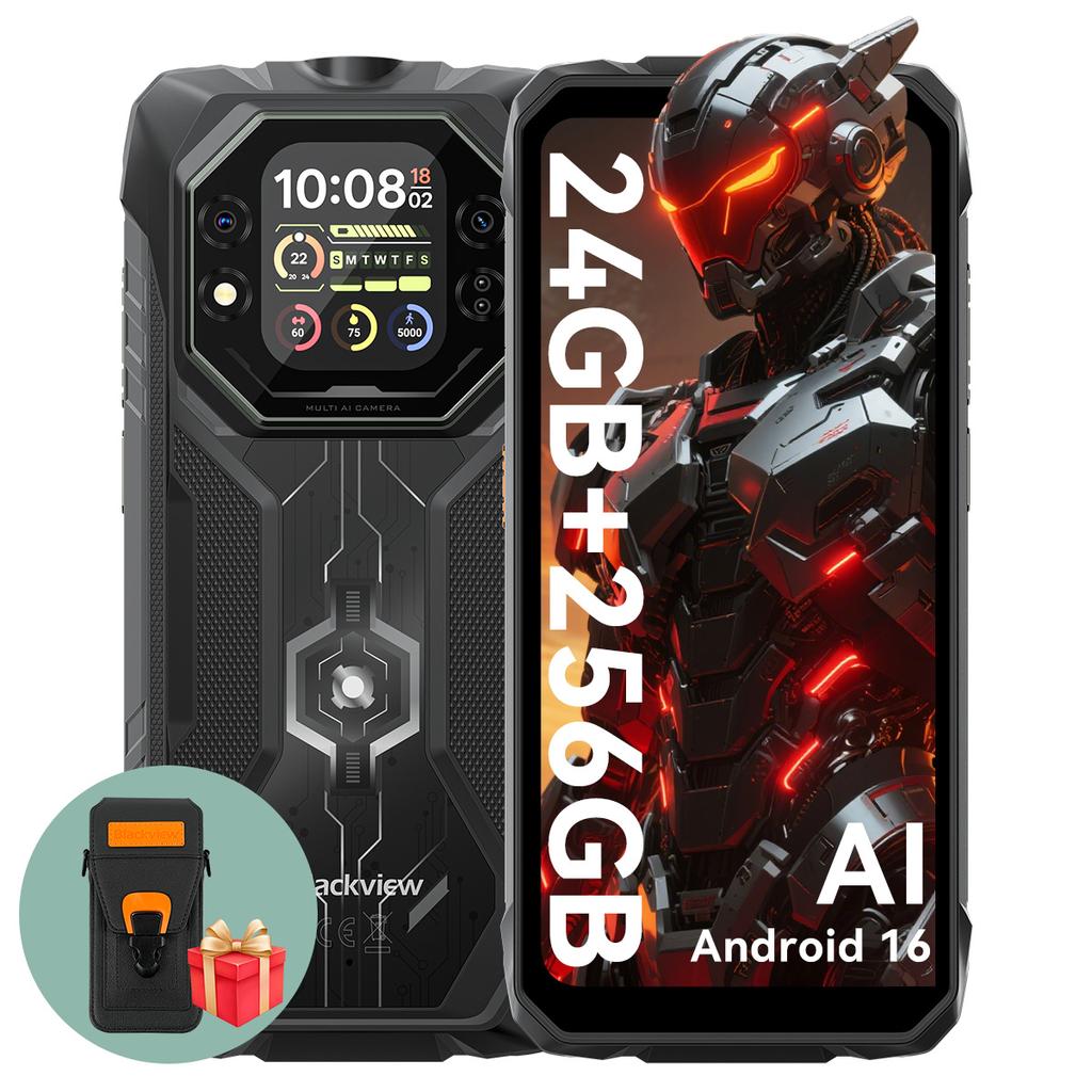 Blackview ROCK 1 Wytrzymały Smartfon z Podwójnym Ekranem 6.56'+2.01' AI Bateria 15000mAh, 24GB RAM 256GB ROM, Helio G81, 180Hz, Wodoodporność IP69K/IP68