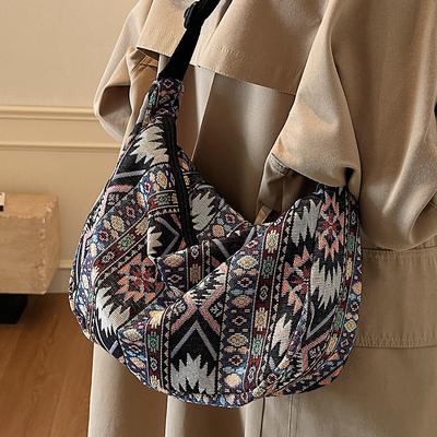 Bolsa de Bolinho Estilo Étnico de Grande Capacidade Bolsa Transversal Feminina Nova Moda Moderna Mulheres Bolsa de Ombro de Nicho Feminina Ins