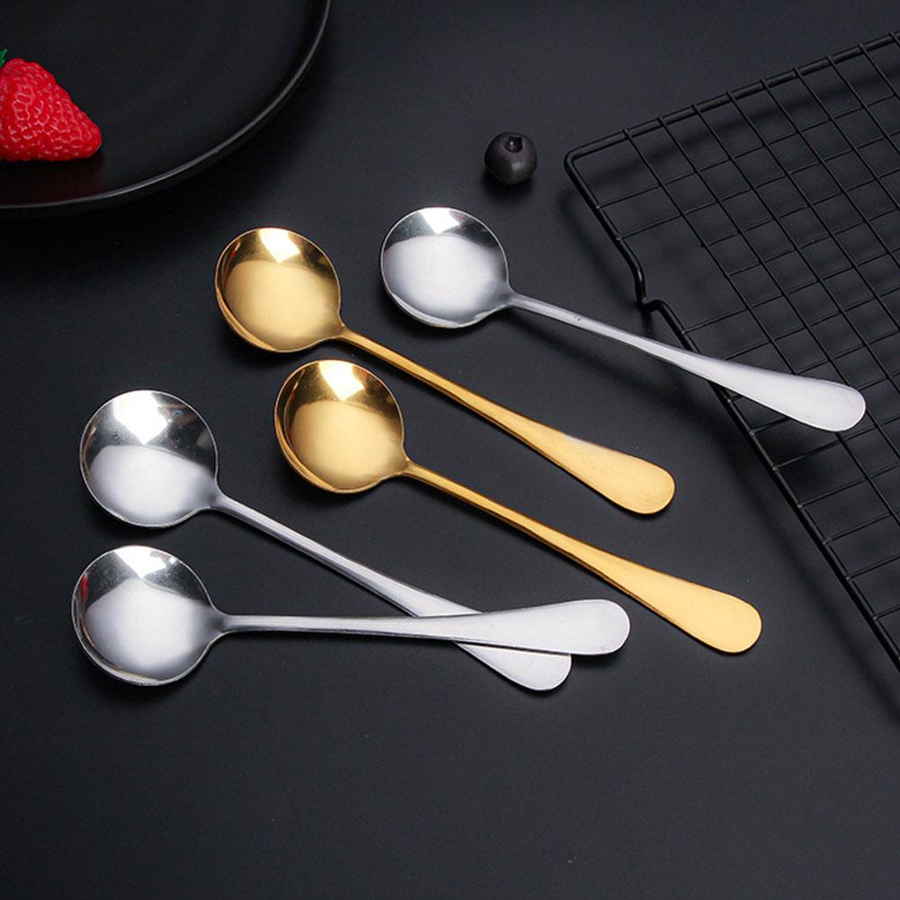 Stahl Runde Suppenlöffel Praktisch Feine Verarbeitung Verdicken Langer Griff Glatte Oberfläche Ideal Zum Kochen Und Servieren U1Q7