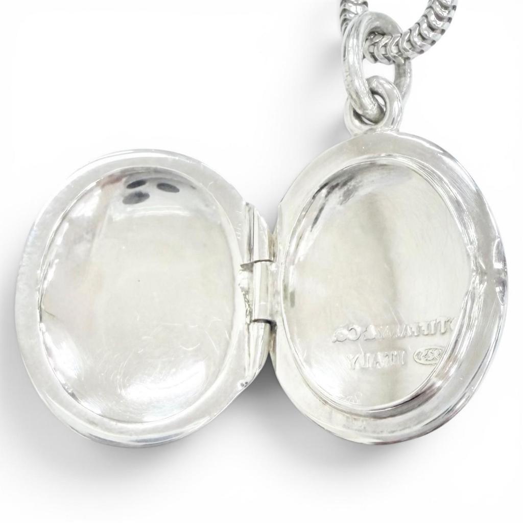 Great TIFFANY&Co. Necklace Oval Locket Pendant Necklace (Rare) Silver 925 Women Used