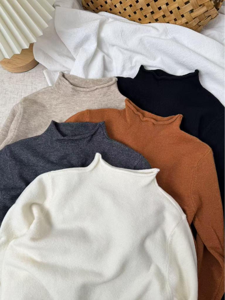 2025 Kids' Trendy Wool Sweater - Half High Neck Pullover for Boys & Girls, Autumn/Winter Base Layer.