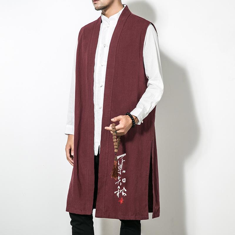 Chinese Style Men Trench Coat Long Men Sleeveless Jacket Male Cardigan Men  Waistcoat – buy at low prices in the Joom online store