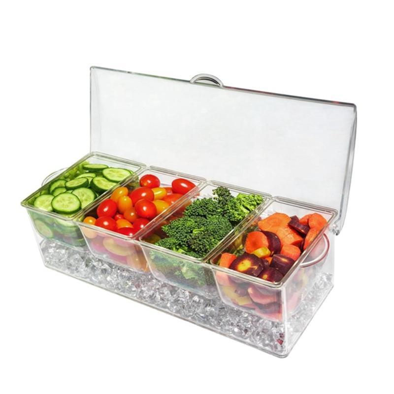 5 Compartment Plastic Spice Organizers Functional Condiment Container with 5 Spaces for Home or Outdoor Cooking Needs