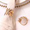 6/12pcs Gold Stainless Steel Napkin Rings, Elegant Leaf Design Table Decor for Wedding, Christmas, Holiday Party, Reusable