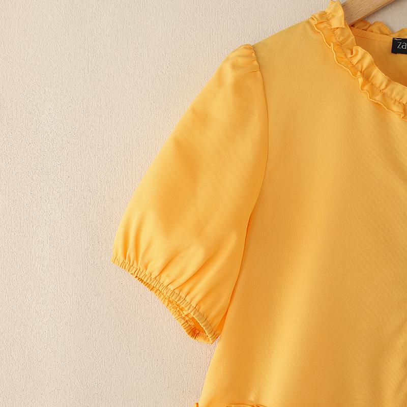 ZANZEA Kvinner Casual Rund Hals Sommer Kort Erm Bluse