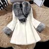 Women Long  Of Imitation Mink  Coat With Cap