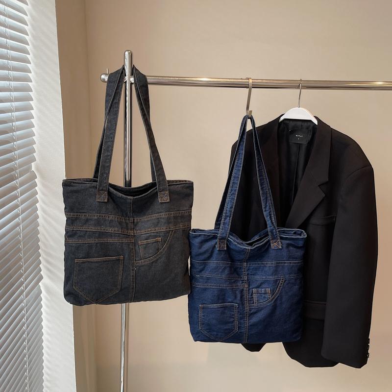 Vintage Large Capacity Denim Bag Women's Shoulder Bag Student Class Bag