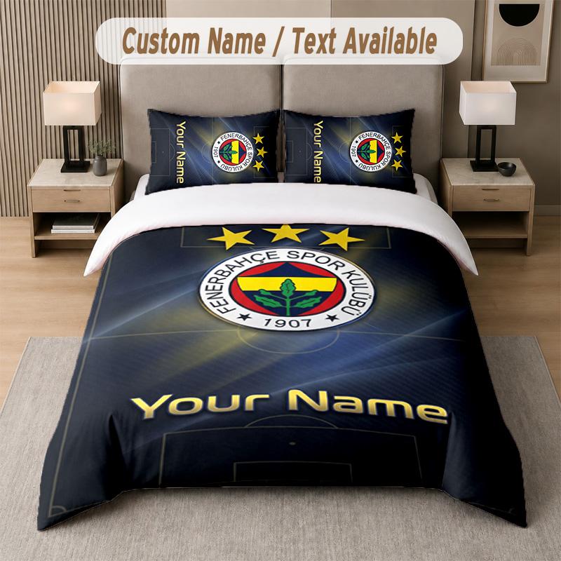 Fenerbahçe FC Tasarımlı Nevresim Takımı Özel Yazı 1 Nevresim Kılıfı & 2 Yastık Kılıfı