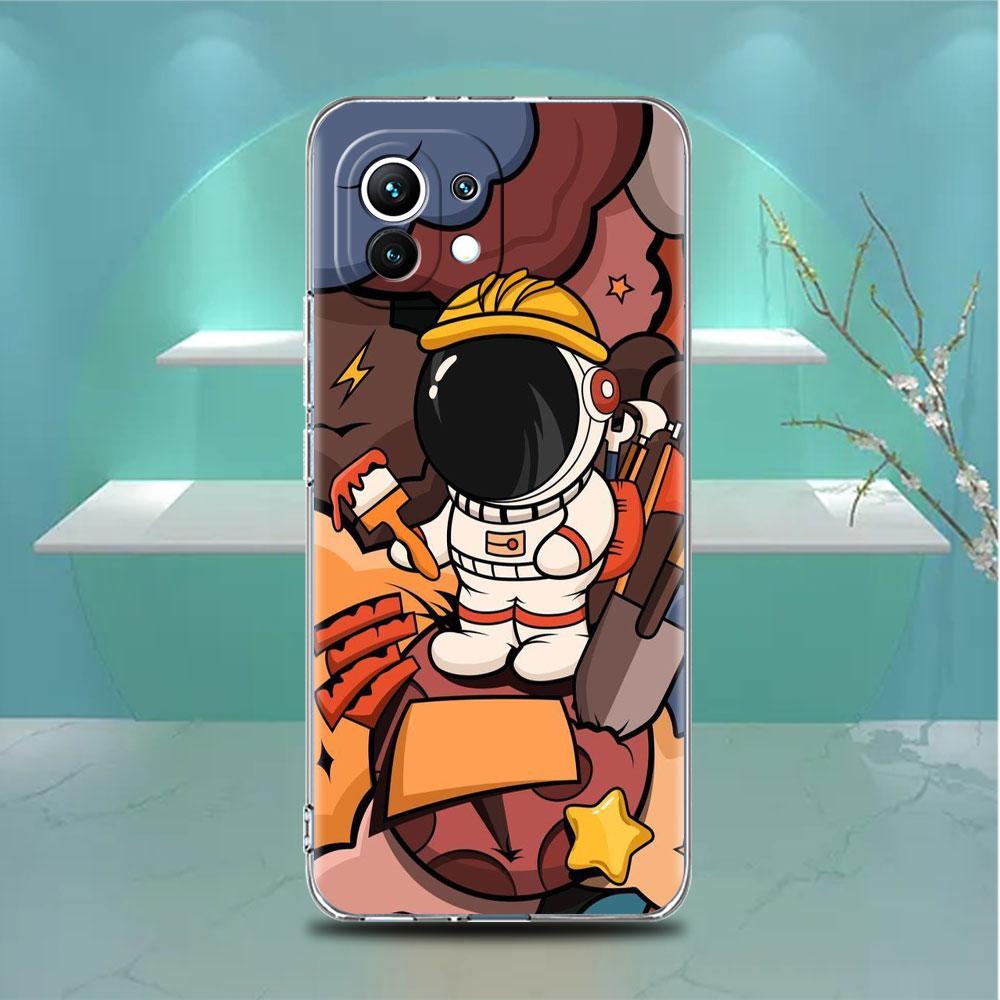 Astronaut Universe Clear Case For Xiaomi Mi Poco X3 NFC M3 Pro F3 F1 11 Lite 12 Note 10 11T 9T Transparent Phone Cover