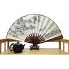 Large Folding Fan with Chinese Traditional Painting,Bamboo Fabric Hand Fans,with a Fabric Sleeve, for Performance,Decorations and Gifts,13inch
