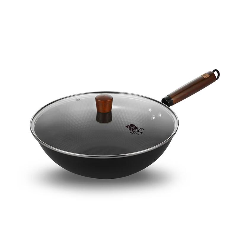 Sanhe 32cm Nitrided Hammered Iron Wok