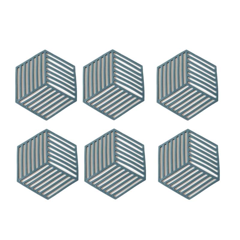 1/3/6PCS Rubber Tableware Insulation Mat Coaster Cup Hexagon Mats Pad Heat-insulated Bowl Placemat Home Decor Eco-friendly