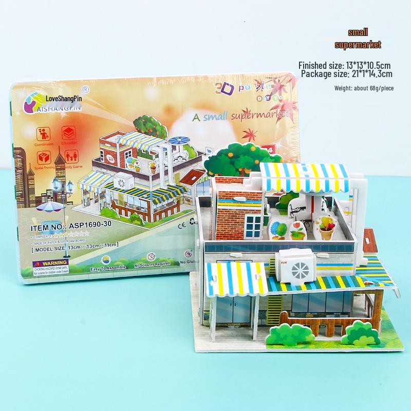 3D Stereo DIY Paper Puzzle - Handmade Small House Toy for Children Aged 3-6.