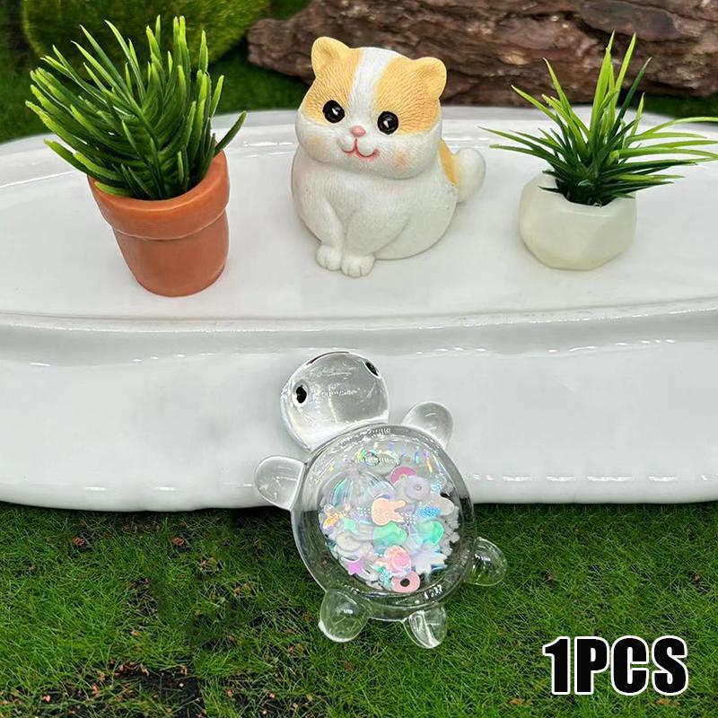 1ks Roztomilé průhledné svítící třpytky Velká želva Diy Trendy Play Doplňky Krémový gel Přívěsek taška na klíče