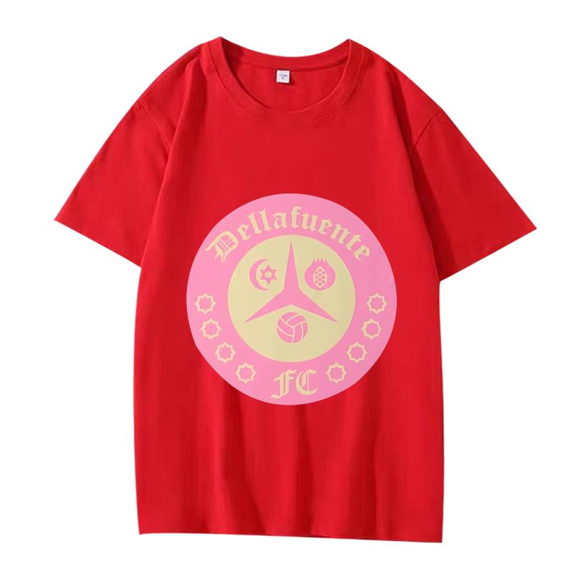 

Dellafuente Logo Gold Pink Graphic T Shirt men ’s women Oversized 100% Cotton streetwear short sleeve Summer print Unisextops XS червоний
