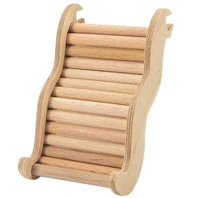 Silver Style Hamster for Small Play and Athletics & Ladder, Wooden, Wave-Shaped, Animals, Steps, Area, (16cm)