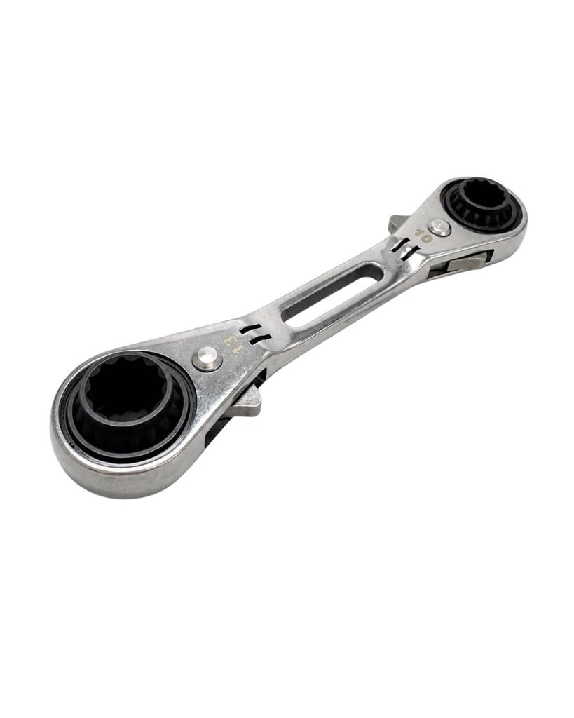 Amori Universal Lightweight Ratchet Wrench with Short Swivel Stubby 4 Drop x 12mm x 4-in-1 Sockets, Head, Ratchet, Sizes, Compact, Lightweight, Mini,