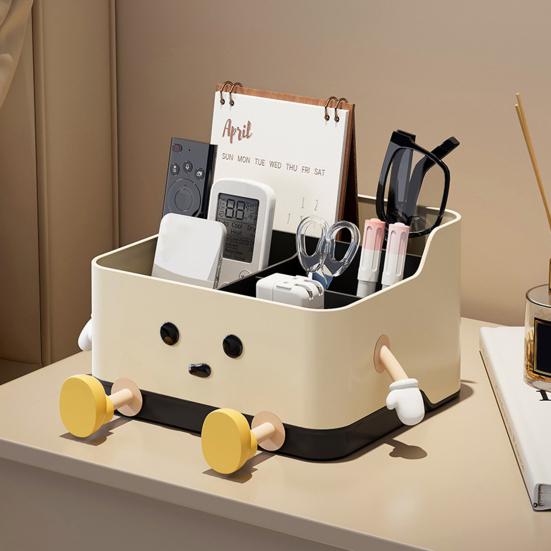 Desktop Storage Box Remote Control Holder Large Capacity Multiple Compartments Versatile Stationery Makeup Organizer
