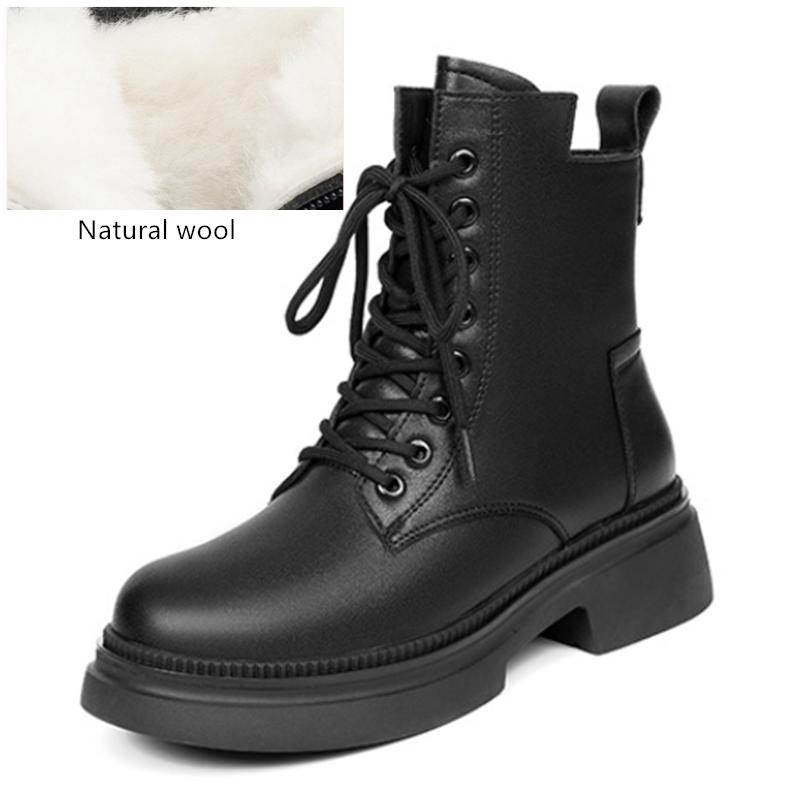 Fashion AIYUQI Ankle Boots Ladies 2025 New Genuine Leather Retro Platform Women Rider Boots Natural Wool Ladies Booties
