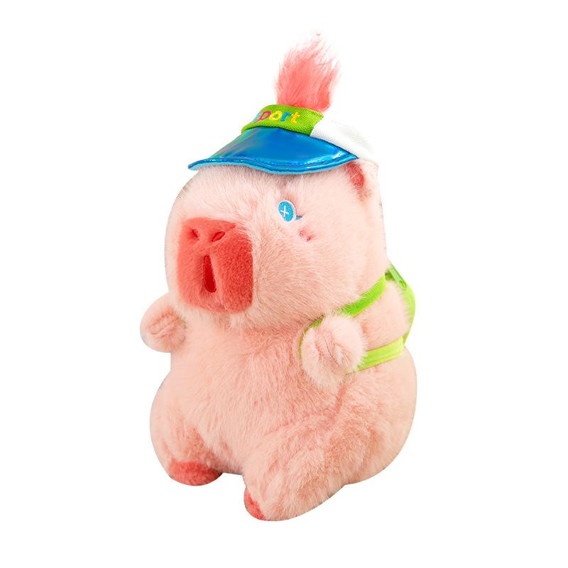 Sports Cap Backpack Capybara Plush Toys Children's Comfort Doll Office Pillow Sofa Cushion Ring