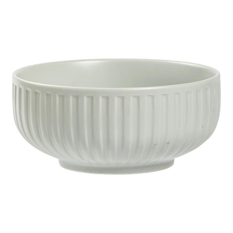 Simple Wind Relief Vertical Pattern Salad Bowl Ceramic Household Bowl Tableware Round Bowl High-End Large Rice Bowl