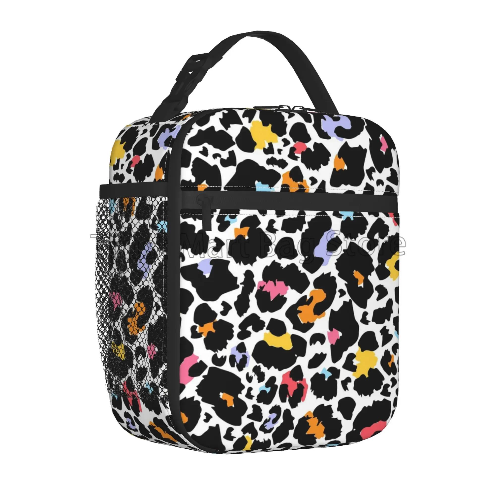 

Леопардовый принт сумка для ланча Cheetah Pink Lunch Box многоразовый портативный охладитель Bento Tote для взрослых детей на работе в школе на пикнике 26x21x11CM