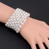 Artificial Pearl Bangle Rhinestone Stretch Bracelet