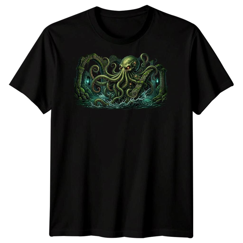 Cthulhu Rising Mens T Shirt Horror Sea Monster Kraken Squid Tentacles Tee