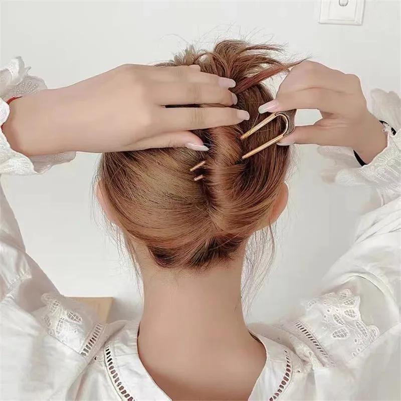 Einfache U-förmige Haarnadel Metall Haarstäbe U Französische Haarspangen Nadeln Einfache Modische Haaraccessoires für Frauen