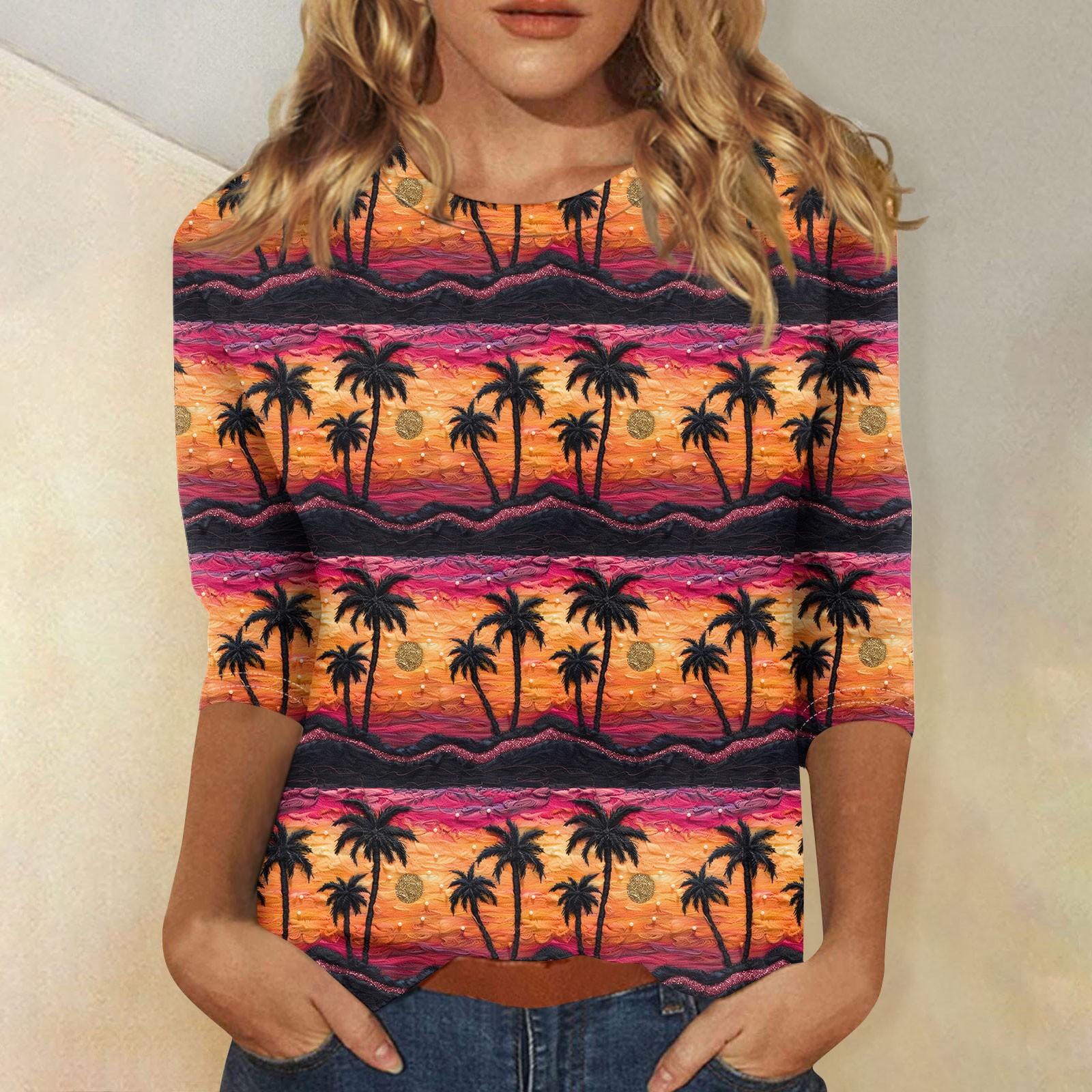 

Женская модная повседневная свободная футболка с круглым вырезом и рукавами 3/4 с принтом, женский топ XL