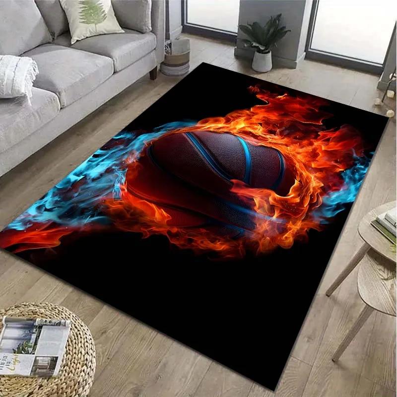 Basketball Hoop Art Pattern Area Rug Sports Carpet for Living Room Bedroom Game Room Non-Slip Floor Mat Home Decor Gift