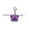 Small Glitter Dog Paw Print Pendant - Zinc Alloy Pet ID Tag (17x18mm)