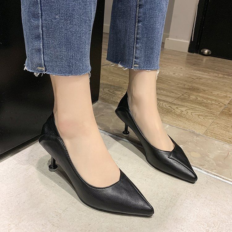 French style not tired feet thin heels women's single shoes 2025 spring and summer new fashion comfortable pointed versatile high heels women