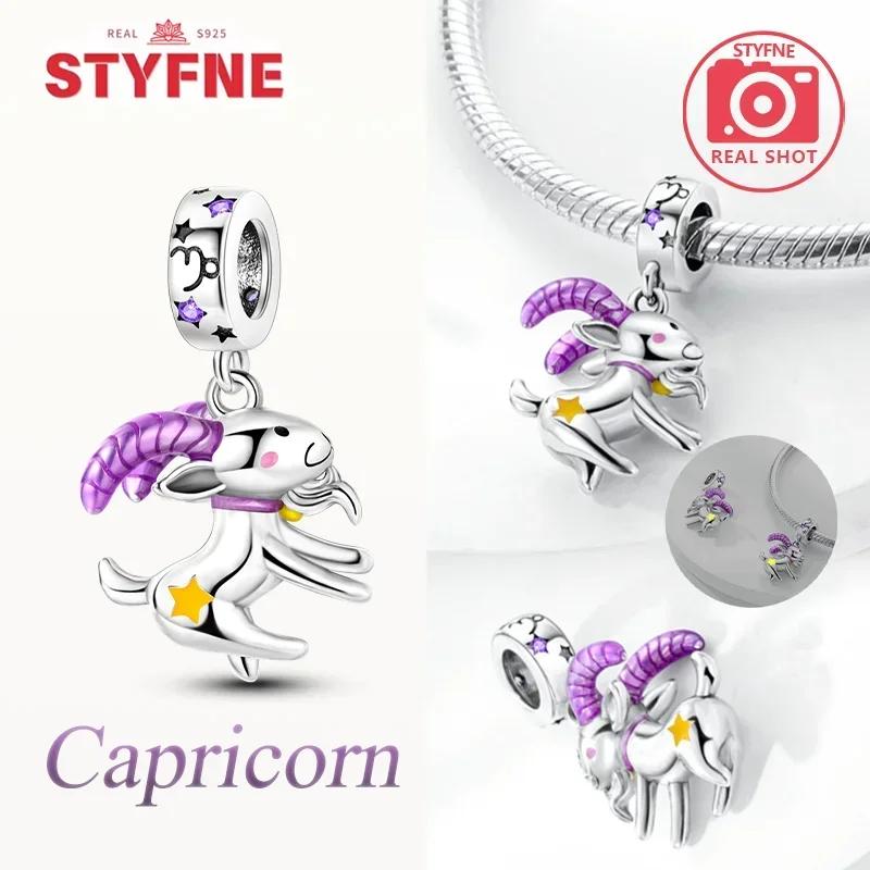 Cute Aries Cartoon Constellation Red Cancer Luminous Pisces Original Copper Charm Beads Fit Bracelet Girl Diy Gift Accessory