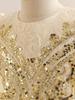 Children's Formal Princess Evening Gown - Sequined Embroidered Long Sleeve Lace Dress